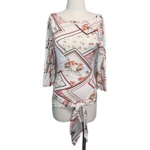 Jiki Monte Carlo French Y2K Boat Neck Sheer Floral Tie Wrap Bottom Top Small